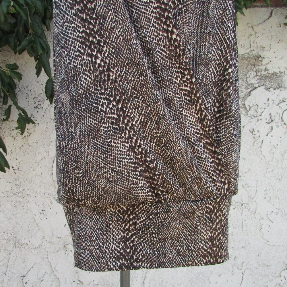 Inc Brown Snake Pattern Stretch Poly Blouse L - image 4